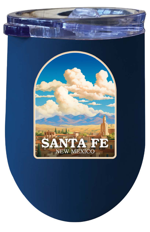Santa Fe New Mexico Design A Souvenir 12 oz Insulated Wine Stainless Steel Tumbler Navy Single