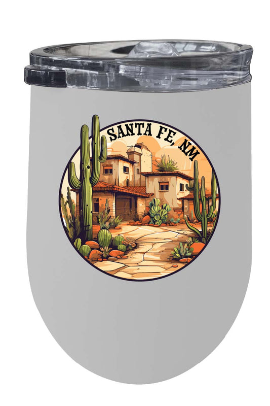 Santa Fe New Mexico Design D Souvenir 12 oz Insulated Wine Stainless Steel Tumbler White 4-Pack