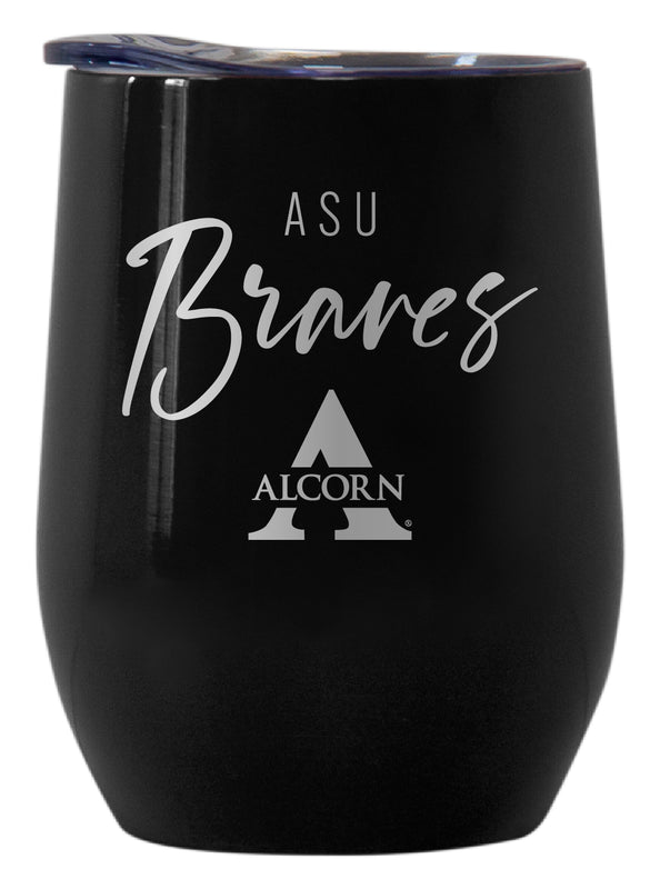 Alcorn State Braves Officially Licensed 12 oz Engraved Insulated Wine Stainless Steel Tumbler Black