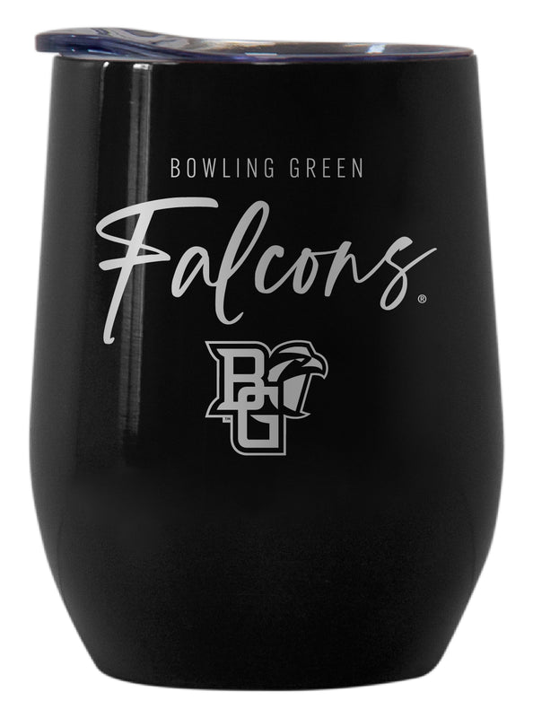 Bowling Green Falcons Officially Licensed 12 oz Engraved Insulated Wine Stainless Steel Tumbler Black