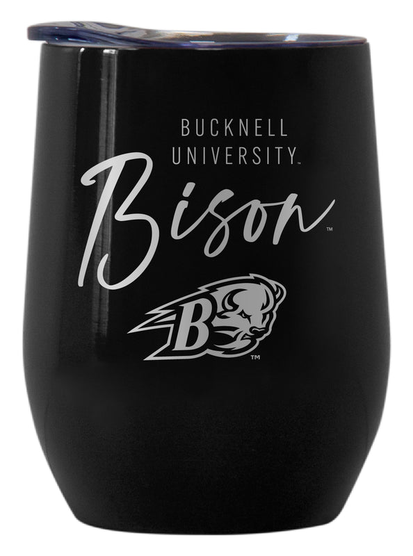Bucknell University Bison Officially Licensed 12 oz Engraved Insulated Wine Stainless Steel Tumbler Black
