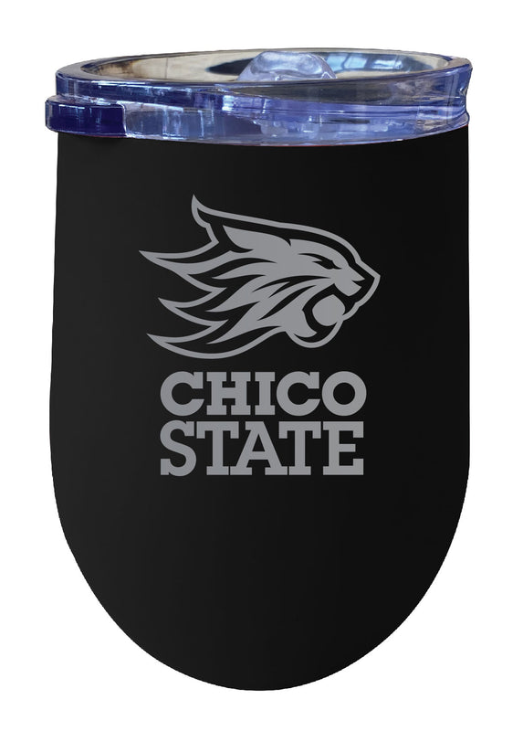 California State University, Chico 12 oz Engraved Insulated Wine Stainless Steel Tumbler Black Officially Licensed Collegiate Product
