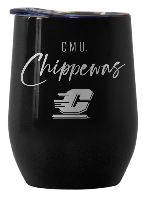 Central Michigan University Officially Licensed 12 oz Engraved Insulated Wine Stainless Steel Tumbler Black