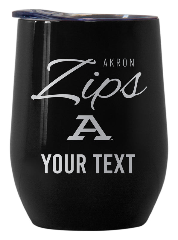Akron Zips Customizable Officially Licensed 12 oz Engraved Insulated Wine Tumbler Black