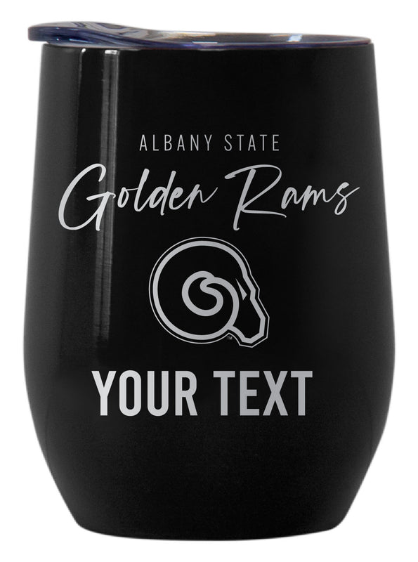 Albany State University Customizable Officially Licensed 12 oz Engraved Insulated Wine Tumbler Black
