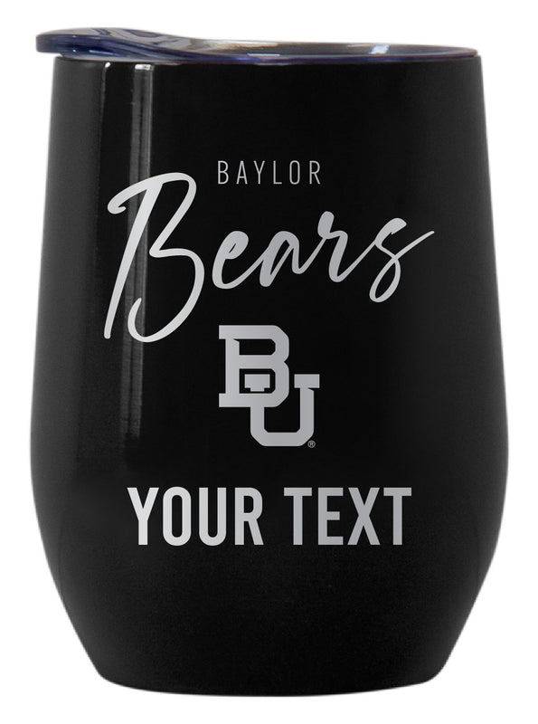 Baylor Bears Customizable Officially Licensed 12 oz Engraved Insulated Wine Tumbler Black