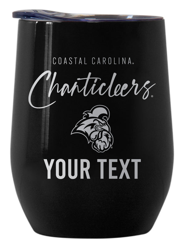 Coastal Carolina University Customizable Officially Licensed 12 oz Engraved Insulated Wine Tumbler Black