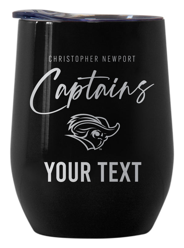 Christopher Newport Captains Customizable Officially Licensed 12 oz Engraved Insulated Wine Tumbler Black