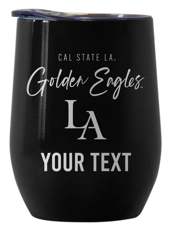 California State University Los Angeles Customizable Officially Licensed 12 oz Engraved Insulated Wine Tumbler Black