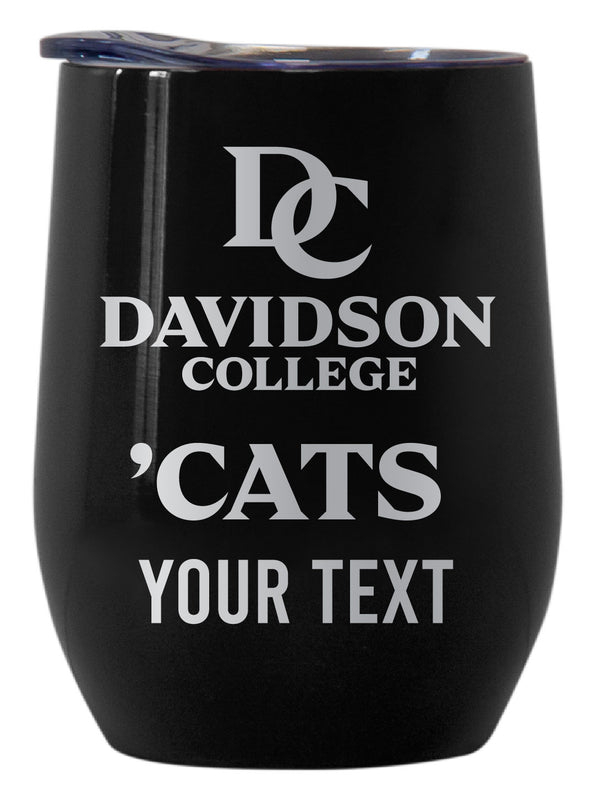 Davidson College Customizable Officially Licensed 12 oz Engraved Insulated Wine Tumbler Black