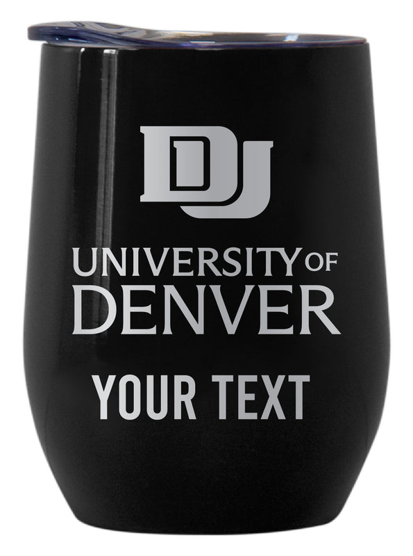 University of Denver Pioneers Customizable Officially Licensed 12 oz Engraved Insulated Wine Tumbler Black