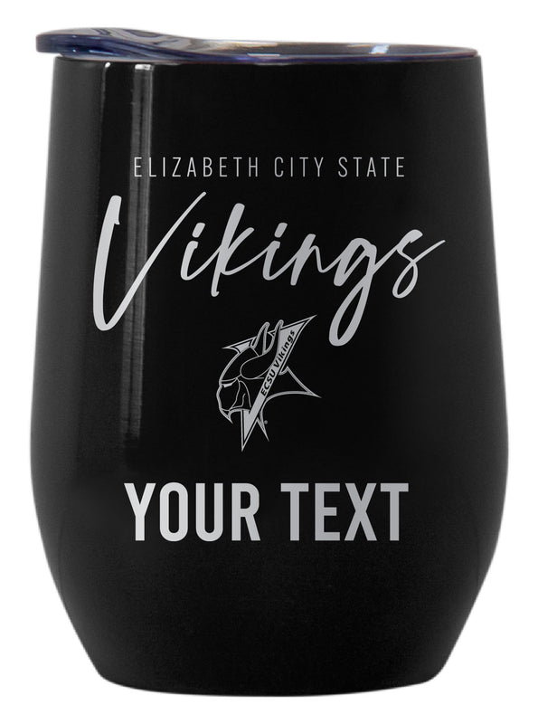 Elizabeth City State University Customizable Officially Licensed 12 oz Engraved Insulated Wine Tumbler Black