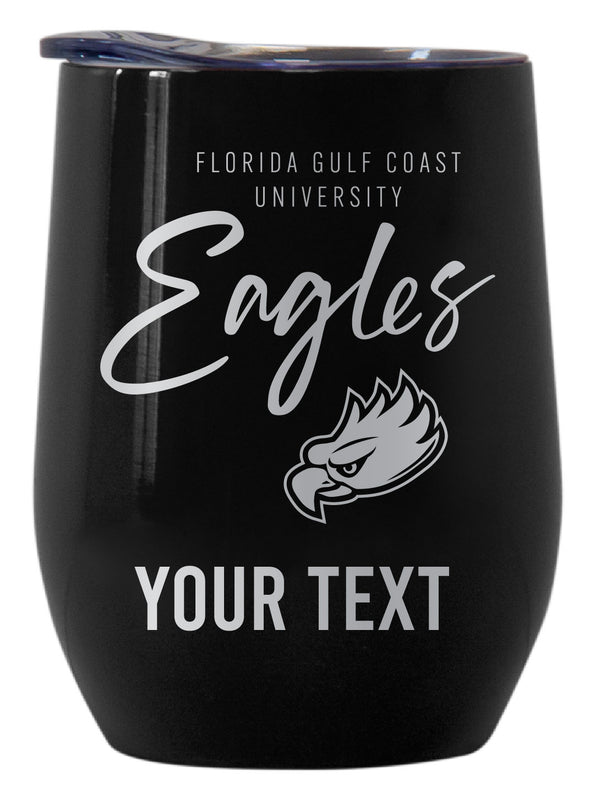 Florida Gulf Coast Eagles Customizable Officially Licensed 12 oz Engraved Insulated Wine Tumbler Black
