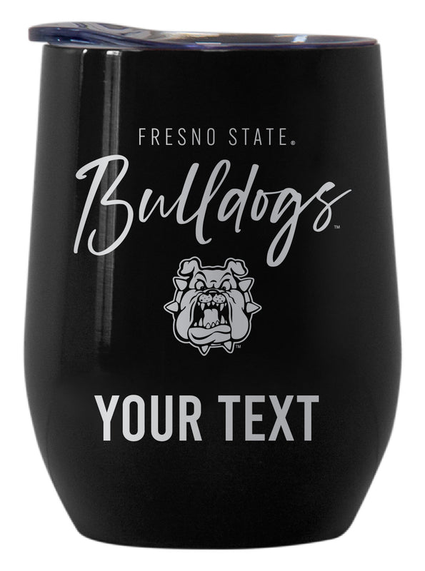 Fresno State Bulldogs Customizable Officially Licensed 12 oz Engraved Insulated Wine Tumbler Black
