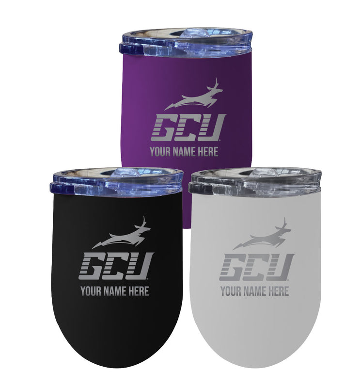 Custom Grand Canyon University Lopes NCAA Etched Wine Tumbler - 12oz Personalized Stainless Steel Insulated Cup