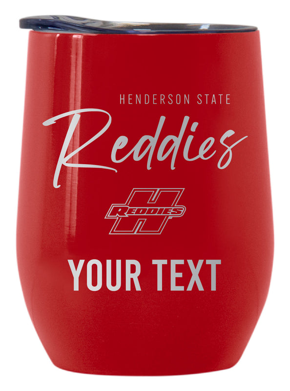 Henderson State Reddies Customizable Officially Licensed 12 oz Engraved Insulated Wine Tumbler Red