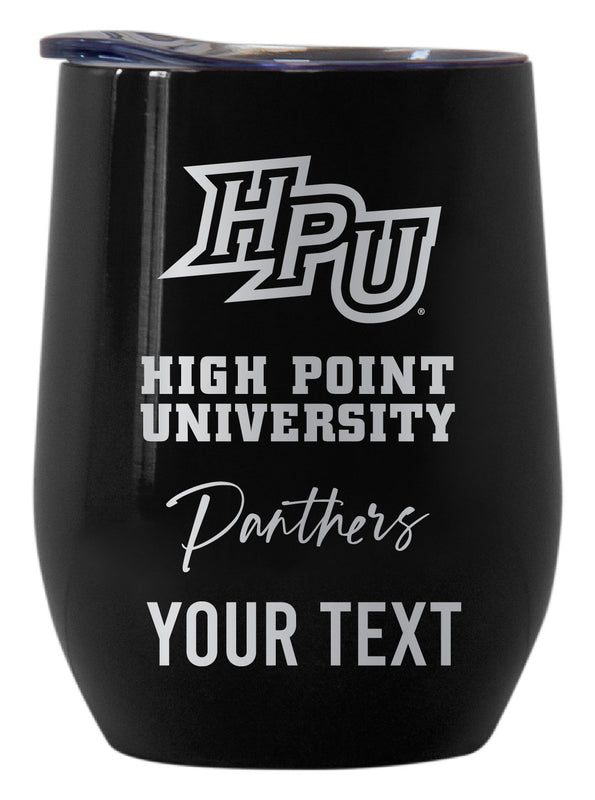 High Point University Customizable Officially Licensed 12 oz Engraved Insulated Wine Tumbler Black