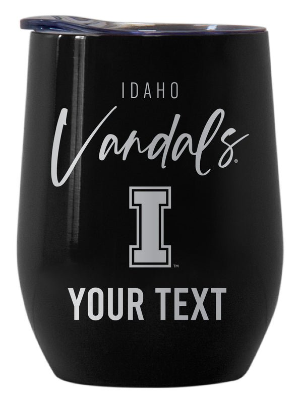 Idaho Vandals Customizable Officially Licensed 12 oz Engraved Insulated Wine Tumbler Black