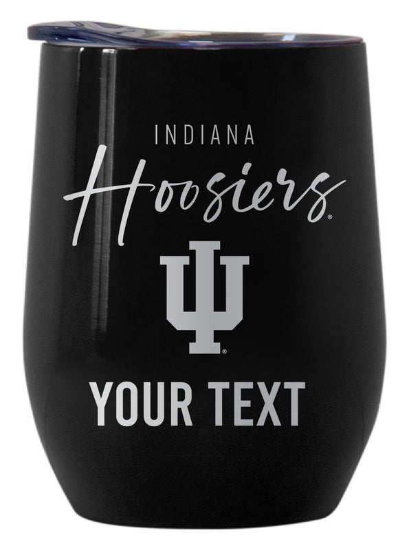 Indiana Hoosiers Customizable Officially Licensed 12 oz Engraved Insulated Wine Tumbler Black