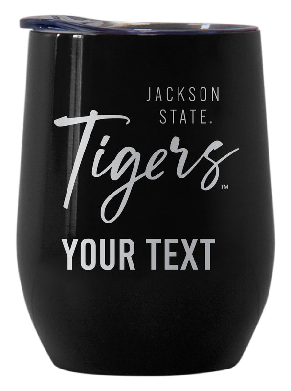 Jackson State University Customizable Officially Licensed 12 oz Engraved Insulated Wine Tumbler Black