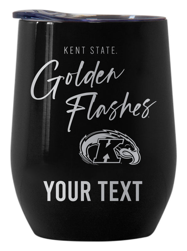 Kent State University Customizable Officially Licensed 12 oz Engraved Insulated Wine Tumbler Black