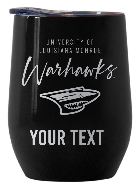 University of Louisiana Monroe Customizable Officially Licensed 12 oz Engraved Insulated Wine Tumbler Black