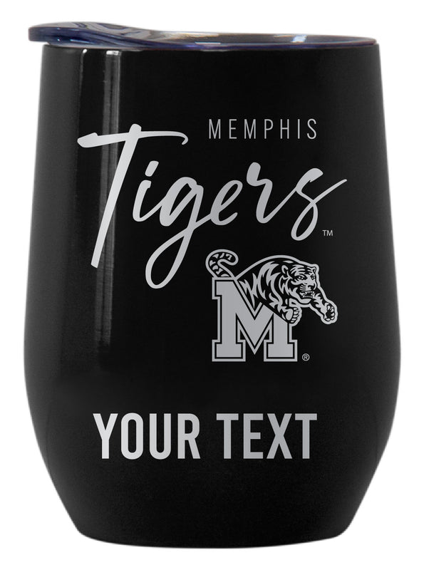 Memphis Tigers Customizable Officially Licensed 12 oz Engraved Insulated Wine Tumbler Black