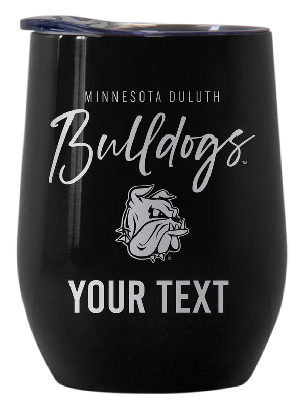 Minnesota Duluth Bulldogs Customizable Officially Licensed 12 oz Engraved Insulated Wine Tumbler Black