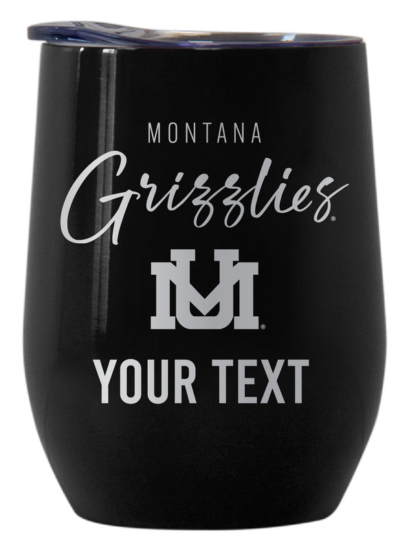 Montana University Customizable Officially Licensed 12 oz Engraved Insulated Wine Tumbler Black
