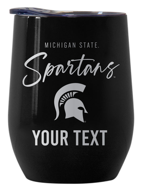Michigan State Spartans Customizable Officially Licensed 12 oz Engraved Insulated Wine Tumbler Black