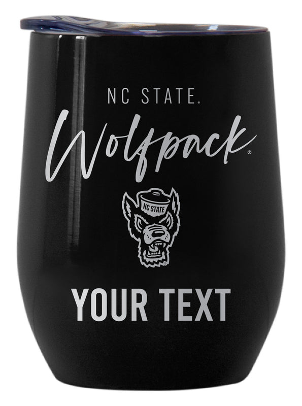 NC State Wolfpack Customizable Officially Licensed 12 oz Engraved Insulated Wine Tumbler Black