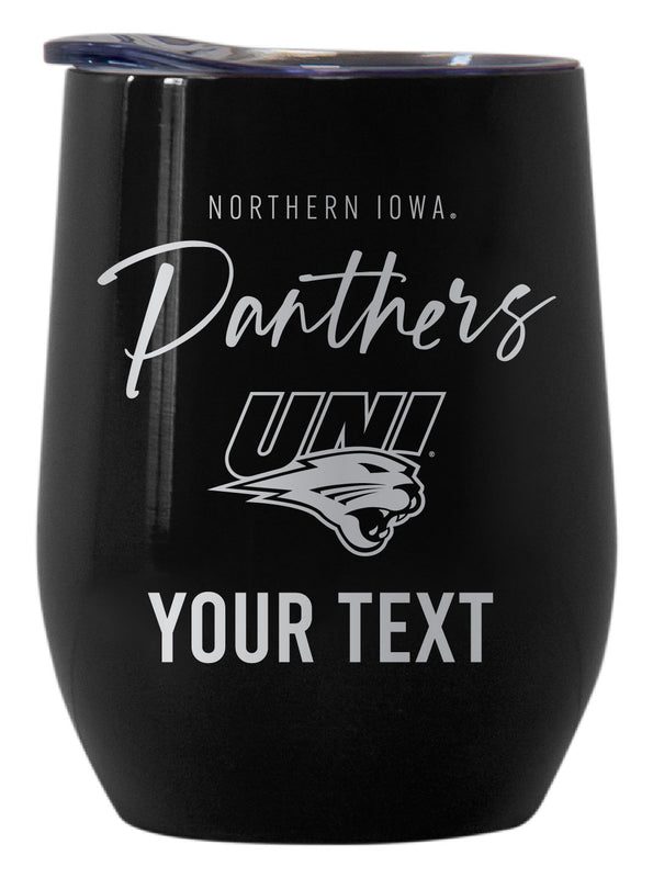 Northern Iowa Panthers Customizable Officially Licensed 12 oz Engraved Insulated Wine Tumbler Black