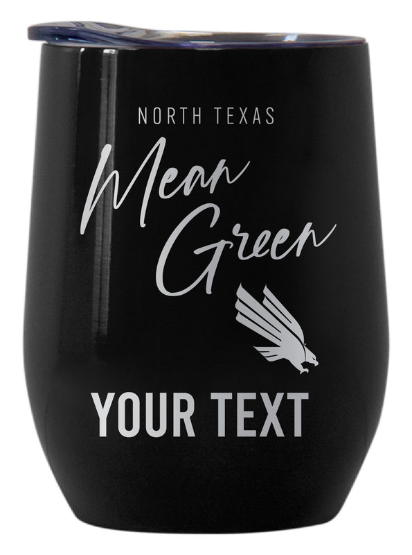North Texas Customizable Officially Licensed 12 oz Engraved Insulated Wine Tumbler Black