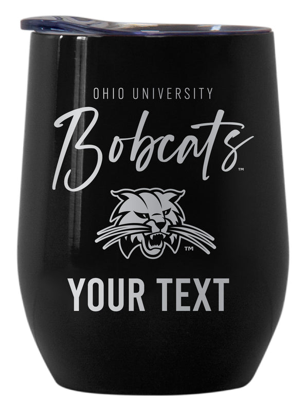 Ohio University Customizable Officially Licensed 12 oz Engraved Insulated Wine Tumbler Black