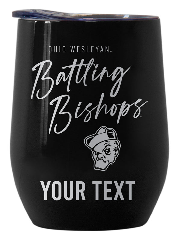 Ohio Wesleyan University Customizable Officially Licensed 12 oz Engraved Insulated Wine Tumbler Black