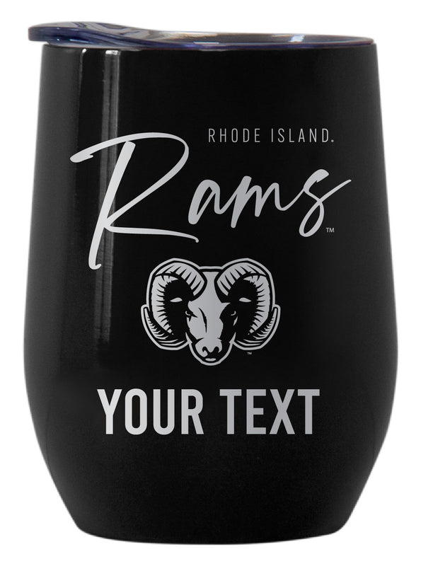 Rhode Island University Customizable Officially Licensed 12 oz Engraved Insulated Wine Tumbler Black