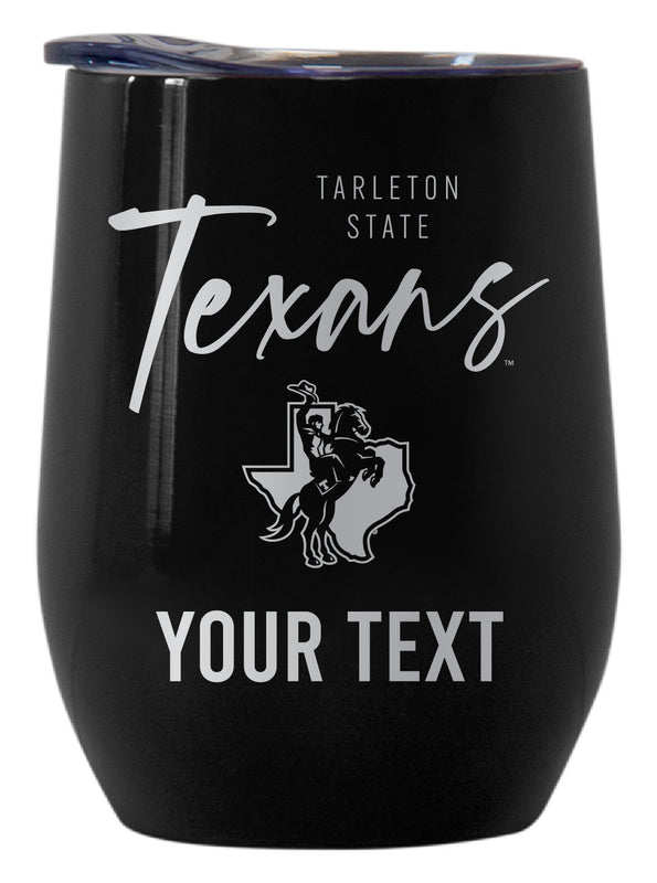 Tarleton State University Customizable Officially Licensed 12 oz Engraved Insulated Wine Tumbler Black