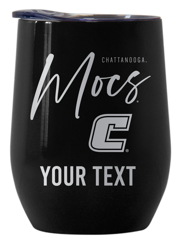 University of Tennessee at Chattanooga Customizable Officially Licensed 12 oz Engraved Insulated Wine Tumbler Black
