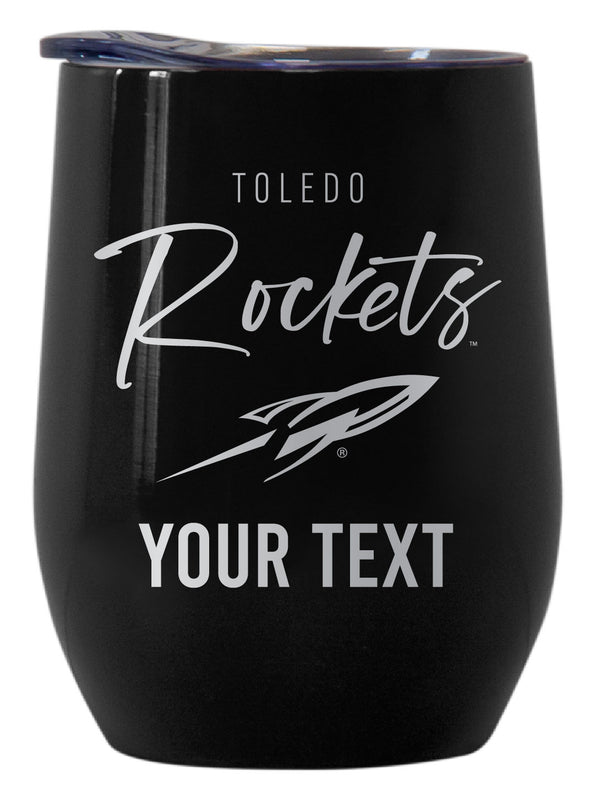 Toledo Rockets Customizable Officially Licensed 12 oz Engraved Insulated Wine Tumbler Black