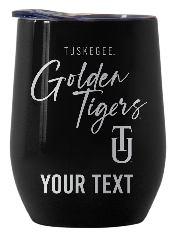 Tuskegee University Customizable Officially Licensed 12 oz Engraved Insulated Wine Tumbler Black