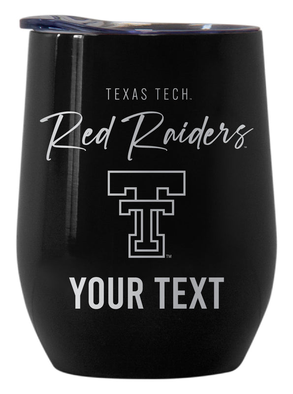 Texas Tech Red Raiders Customizable Officially Licensed 12 oz Engraved Insulated Wine Tumbler Black
