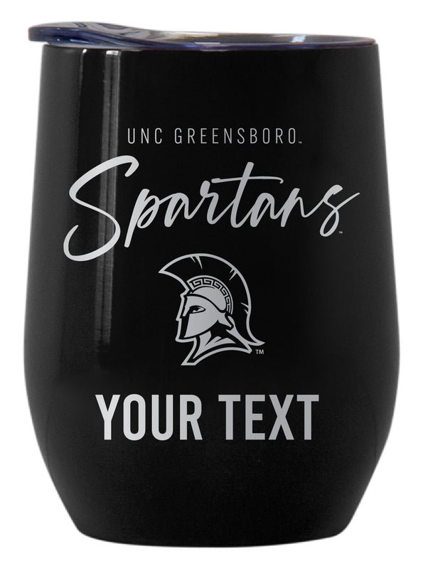 North Carolina Greensboro Spartans Customizable Officially Licensed 12 oz Engraved Insulated Wine Tumbler Black