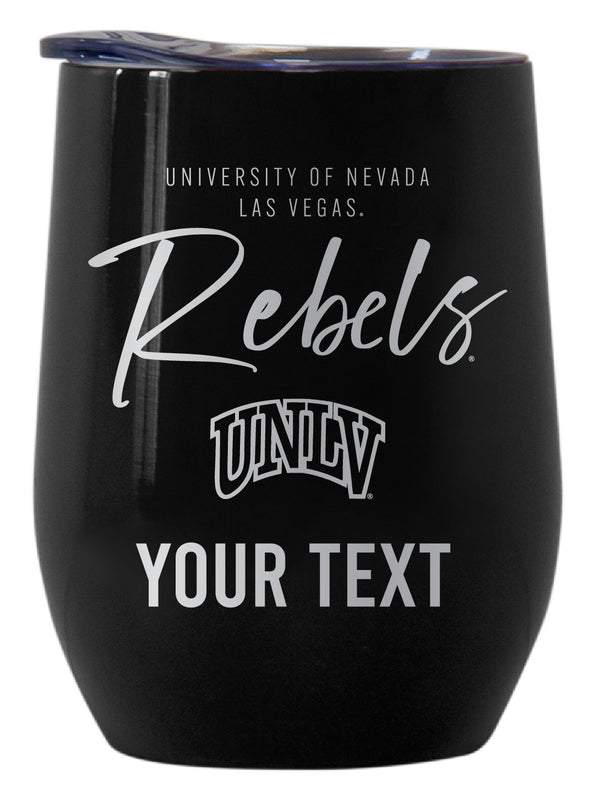 UNLV Rebels Customizable Officially Licensed 12 oz Engraved Insulated Wine Tumbler Black