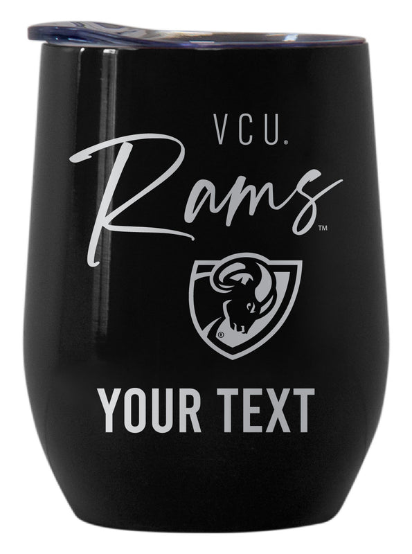 Virginia Commonwealth Customizable Officially Licensed 12 oz Engraved Insulated Wine Tumbler Black