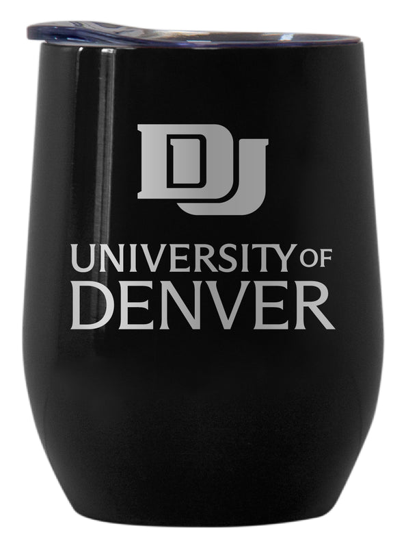 University of Denver Pioneers Officially Licensed 12 oz Engraved Insulated Wine Stainless Steel Tumbler Black