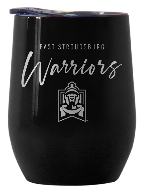 East Stroudsburg University Officially Licensed 12 oz Engraved Insulated Wine Stainless Steel Tumbler Black