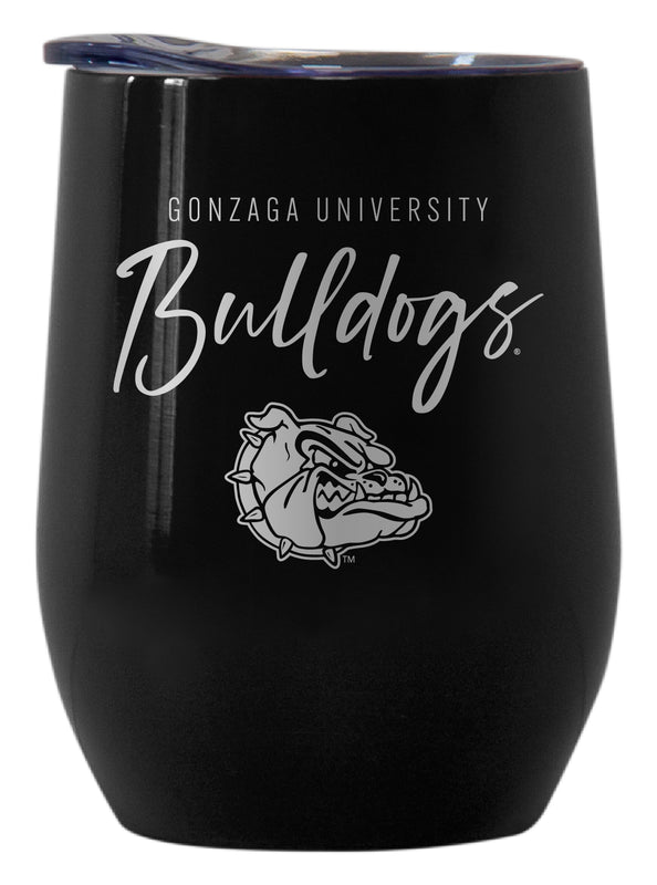Gonzaga Bulldogs Officially Licensed 12 oz Engraved Insulated Wine Stainless Steel Tumbler Black