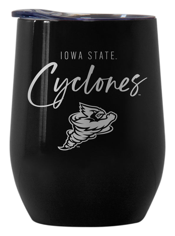 Iowa State Cyclones Officially Licensed 12 oz Engraved Insulated Wine Stainless Steel Tumbler Black