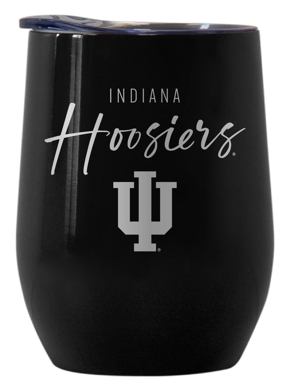 Indiana Hoosiers Officially Licensed 12 oz Engraved Insulated Wine Stainless Steel Tumbler Black