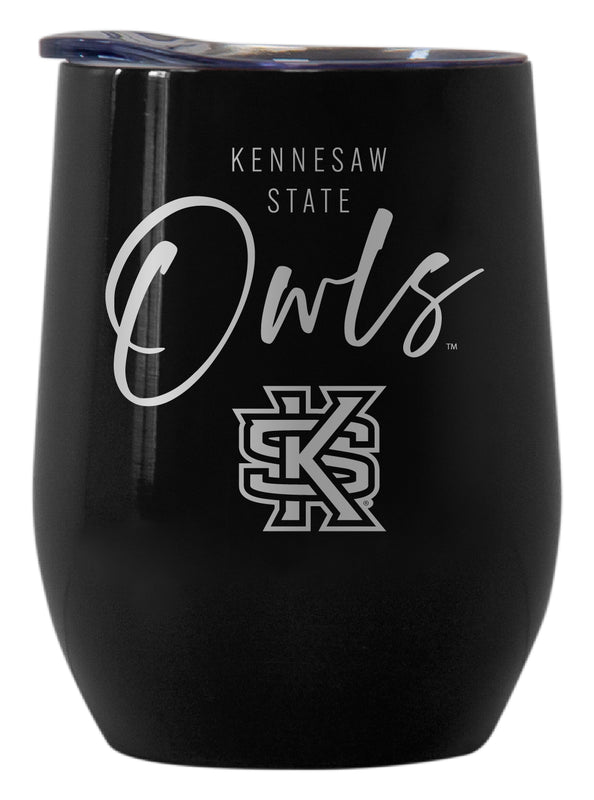 Kennesaw State University Officially Licensed 12 oz Engraved Insulated Wine Stainless Steel Tumbler Black